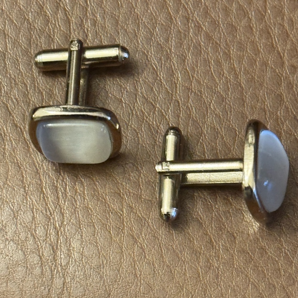 Vintage luxury katz eye square Silvertone men’s cufflinks